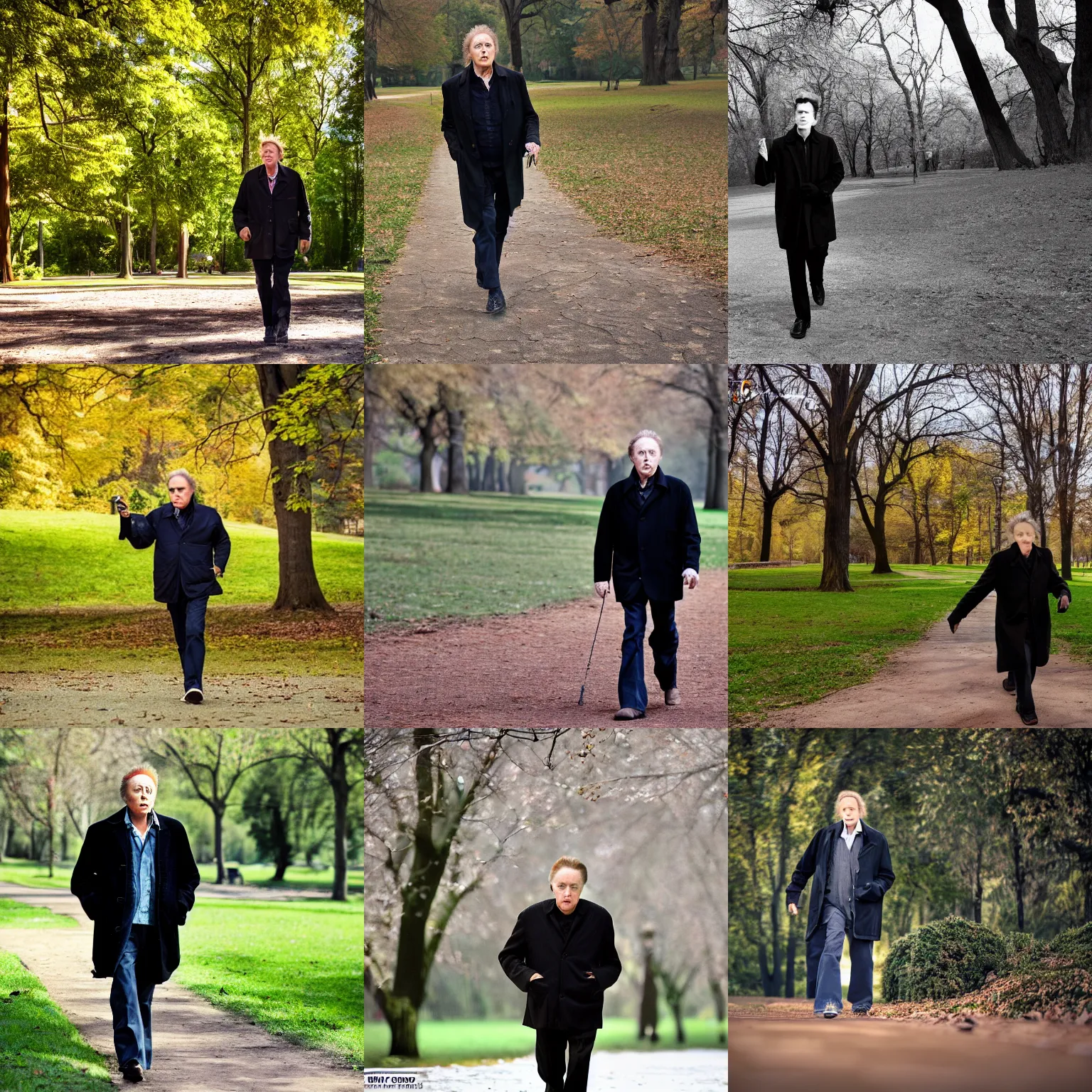 Prompt: christopher walken taking a walk in the park, 4 k photography