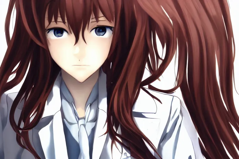 Image similar to makise kurisu digital art