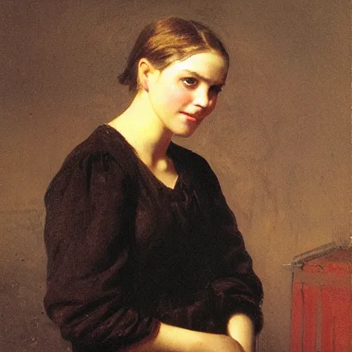 Prompt: photo of young woman by carl heinrich bloch