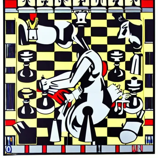 Image similar to chess, by roy lichtenstein, pop art,