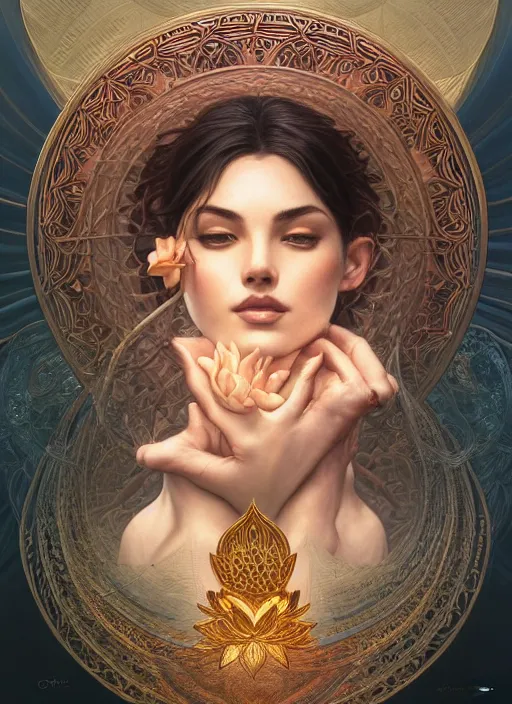 Image similar to perfectly detailed lotus!!! blessed by nature with ever - increasing physical mental perfection, symmetrical! intricate, sensual features, highly detailed, biblical divine holy perfection!! digital painting, artstation, concept art, smooth, sharp focus, illustration, art by artgerm and greg rutkowski and alphonse mucha