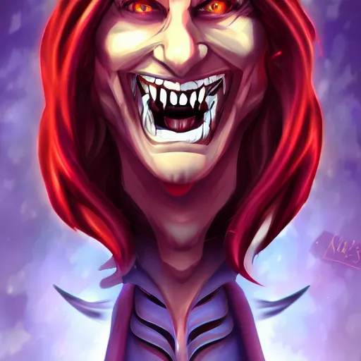 Image similar to Evil Matt Mercer, diabolical laugh, digital painting, 8k