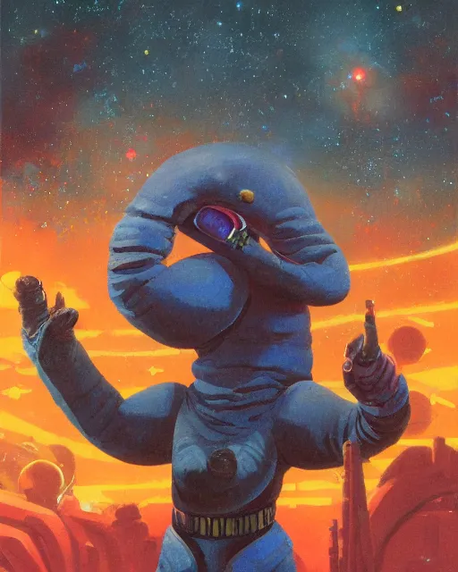 Prompt: Portrait of Zoidberg as a Starfleet officer by Paul Lehr