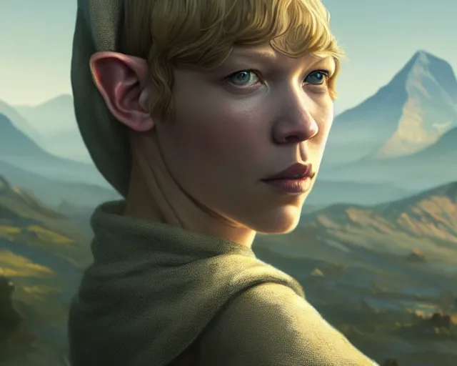 Image similar to highly detailed portrait of lea seydoux as a fantasy bald elf, in gta v, stephen bliss, unreal engine, fantasy art by greg rutkowski, loish, rhads, ferdinand knab, makoto shinkai and lois van baarle, ilya kuvshinov, rossdraws, tom bagshaw, global illumination, radiant light, detailed and intricate environment