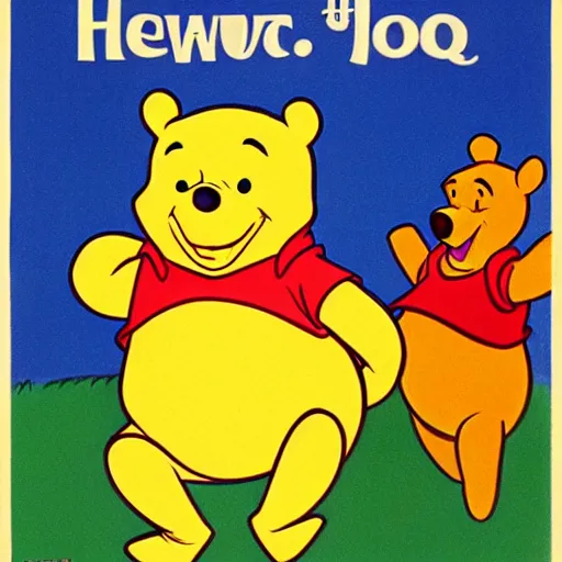 Image similar to winnie the pooh, soviet propaganda poster