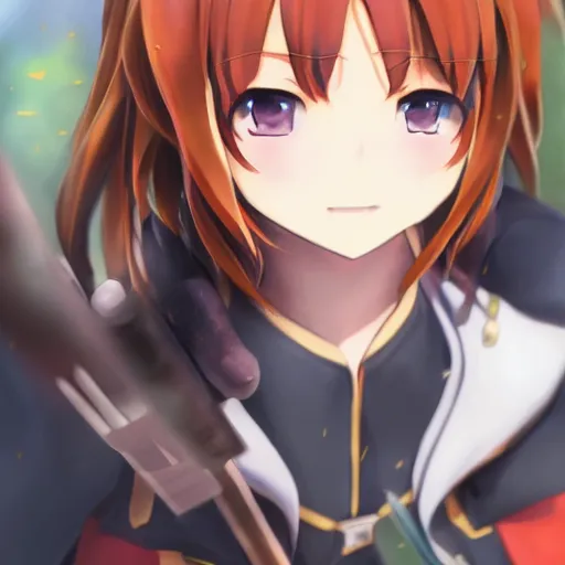 Image similar to megumin from konosuba, realistic painting, sharp focus, closeup portrait, highly detailed