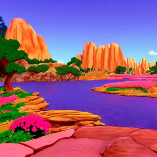 Image similar to beautiful landscape in bugs bunny