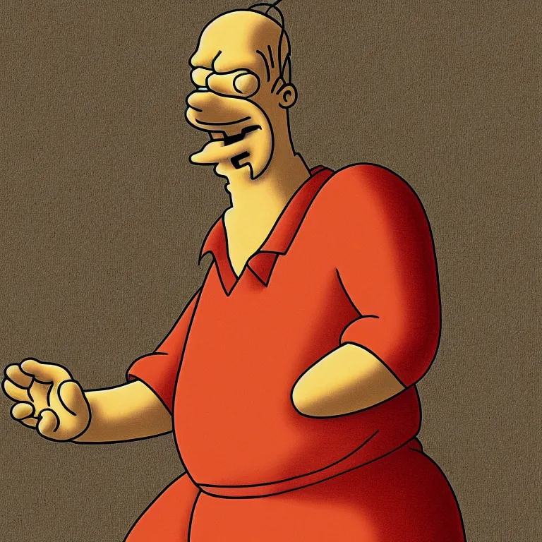 Image similar to portrait of homer simpson in renaissance pose, cartoon style