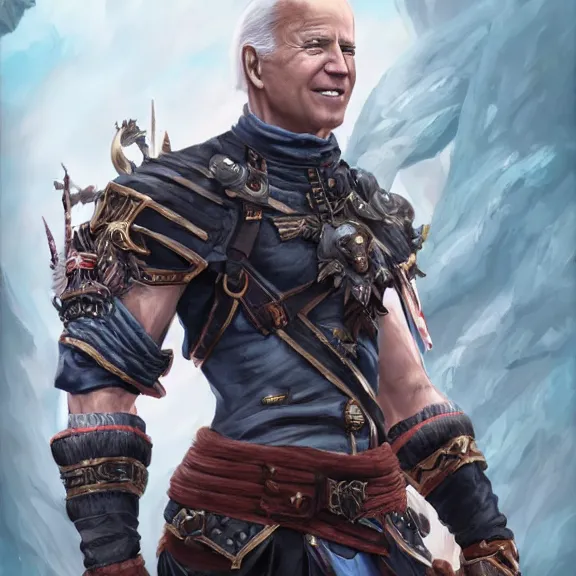 Image similar to joe biden as doa 6 character, d & d, fantasy, highly detailed, digital art, trending on artstation, smooth, sharp focus, illustration, art by peter tang and artgem