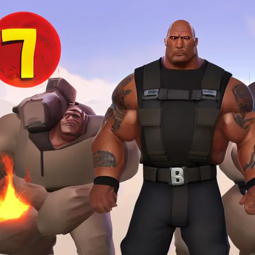 Image similar to Dwayne Johnson in Team Fortress 2, HD 4k game screenshot, Valve official announcement, new character