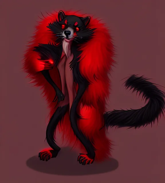 Image similar to furry - male - red - black - weasel - necromancer - fursona uhd ue 5 visual novel pc game expressions