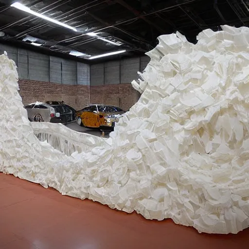 Image similar to Ferrari made of tissue paper, tissue paper art, maya freelon