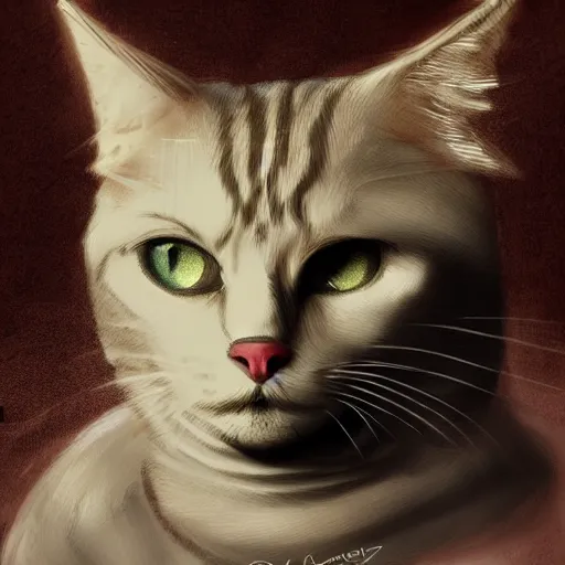 Prompt: Siames Lunatic cat, concept art, arcane style, portrait, brush strokes