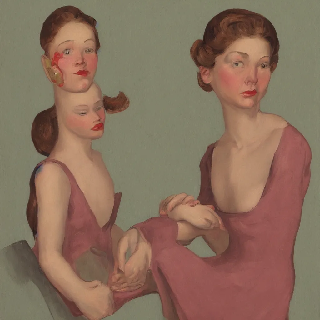 Prompt: girl painted in the style of John Currin