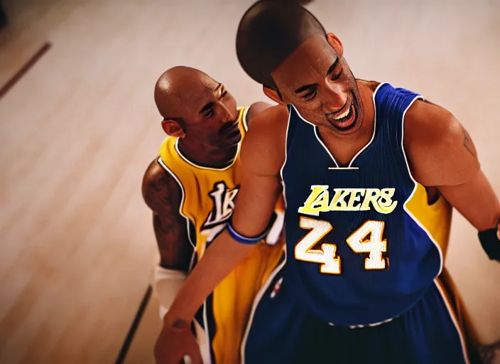 Image similar to cinematic screenshot portrait of a stop motion claymation film about a wacky adventure starring kobe bryant, shallow depth of field, 1 8 mm, f 1. 8