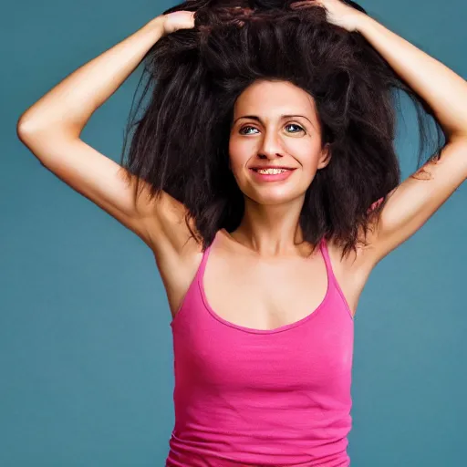 Image similar to beautiful woman with hands up and hairy armpits