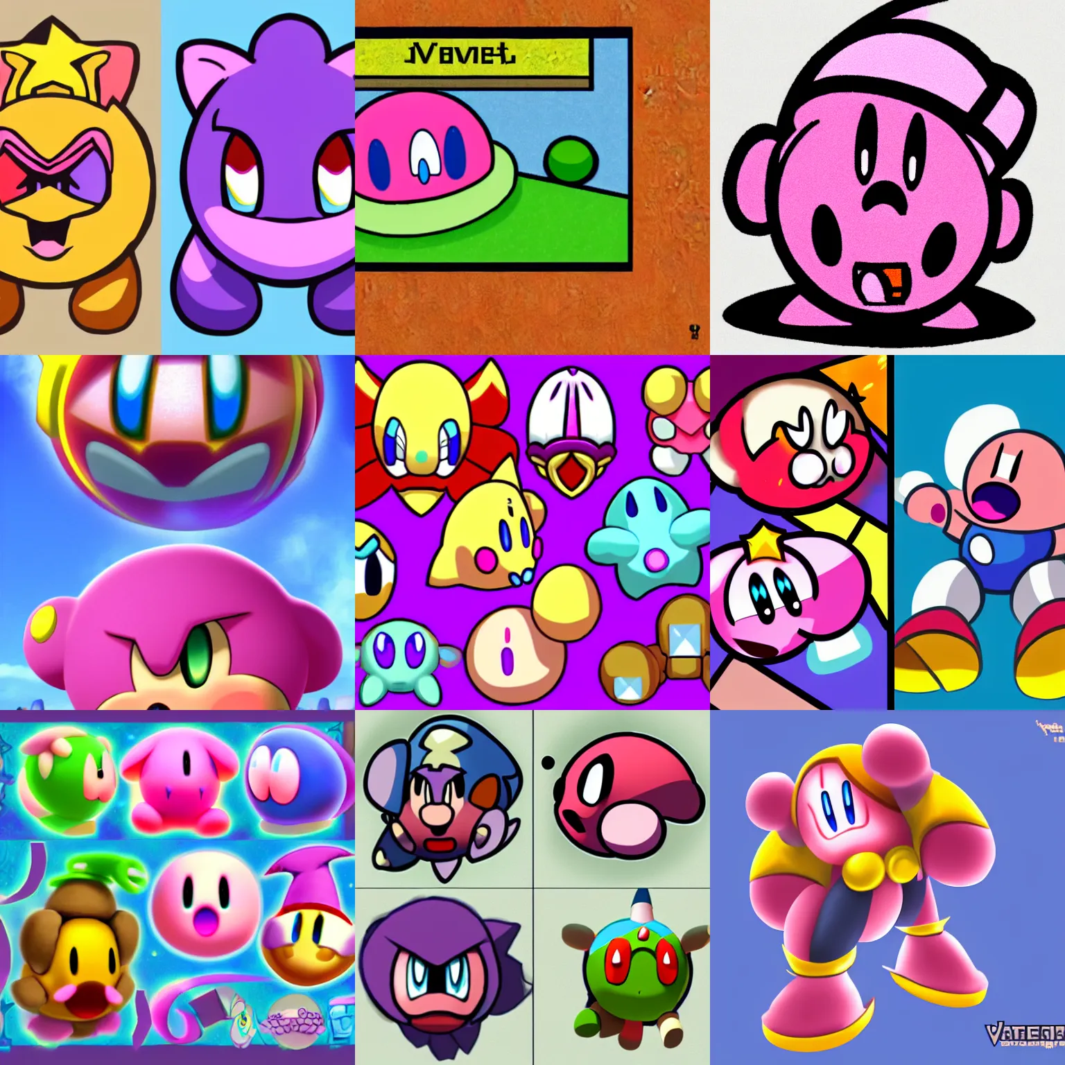 Prompt: videogame character like kirby, videogame art