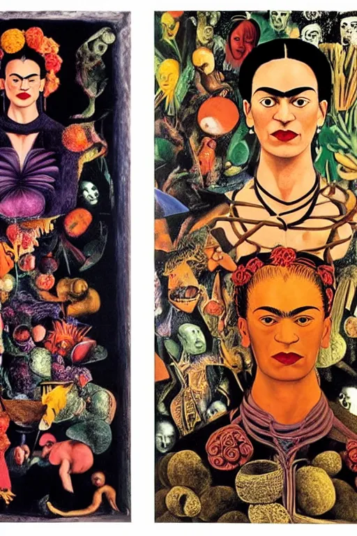 Image similar to multiverse portal by Frida kahlo and Andy Warhol and Leonardo da Vinci