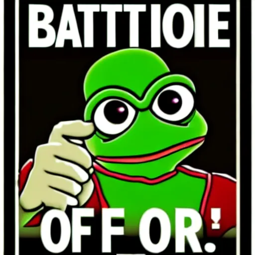 Prompt: battle for pepe propaganda poster