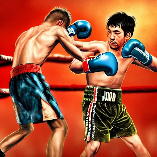 Prompt: a boxing match, digital painting, masterpiece, by joji morikawa, 4 k wallpaper