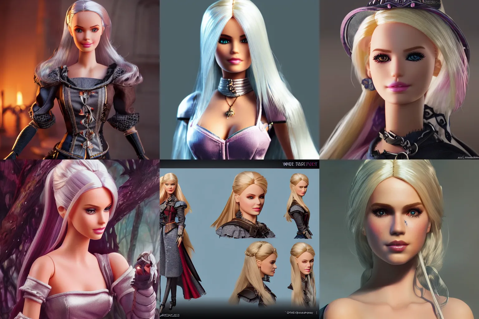 Prompt: Barbie doll The Witcher 3 character, highly detailed, digital fantasy character, painted portrait, artstation, concept art, hard focus, illustrations, works by Artgerm and Greg Rutkowski, Alphonse Mucha and Craig Mullins, James Jean, Andrey Ryabovichev, Mark Simonetti and Peter Morbacher, 16k,