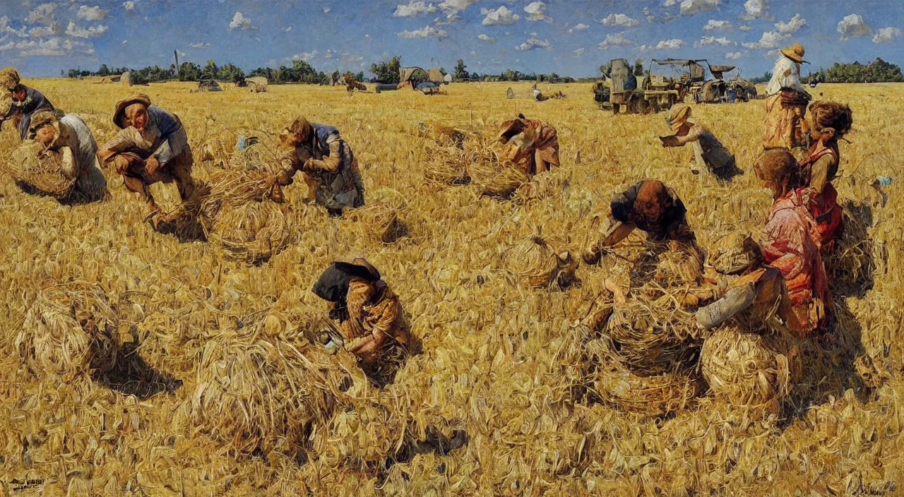 Image similar to the harvest, painting by denis sarazhin