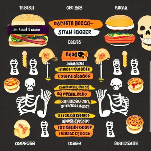 Prompt: Skeleton of a burger diagram