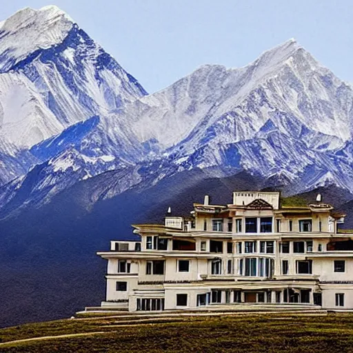Prompt: Mansion built into the peak of Mount Everest
