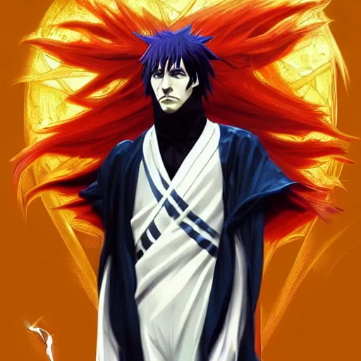 Prompt: lionel messi as ichigo kurosaki from bleach, d & d, fantasy, intricate, elegant, highly detailed, digital painting, artstation, concept art, matte, sharp focus, illustration, art by artgerm and greg rutkowski and alphonse mucha