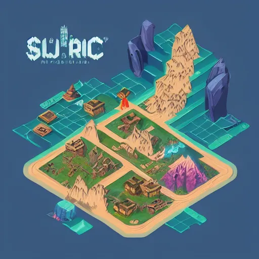 Image similar to isometric rpg map of a surreal world, trending on Artstation, style of Olga Permiakova