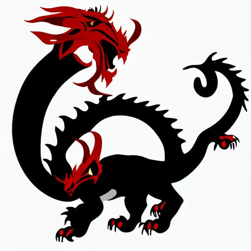 Image similar to vector art of welsh dragon and panda mixed, intercrossed, chimera, adobe illustrator