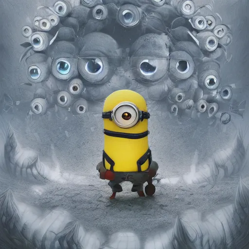 Prompt: Minion with many many many eyes, many wings, Digital Illustration, many eyes, deviantart, eyes, trending on artstation, so many eyes, Angelarium, EYES, 4k