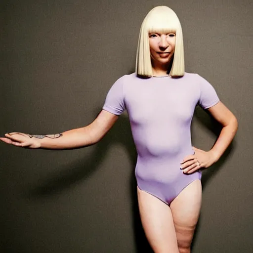 Prompt: sia furler wearing a skin colored leotard full body artistic photoshoot