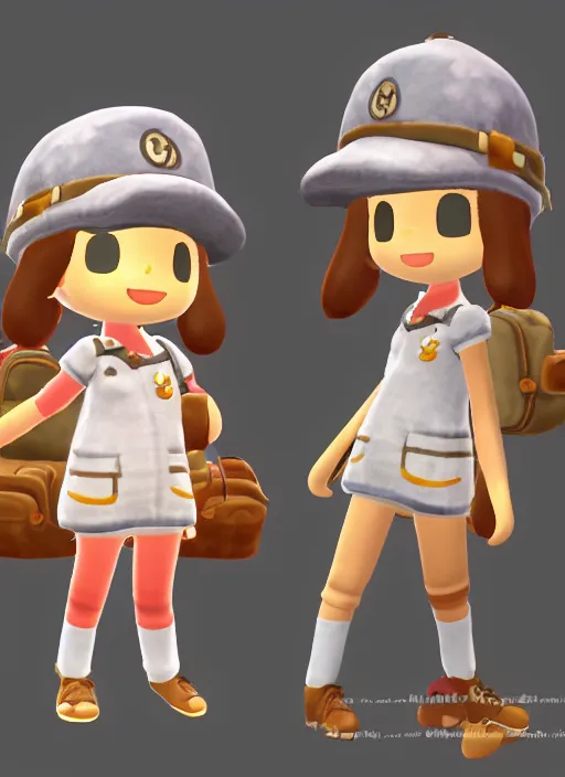 Prompt: female explorer mini cute girl, adoptable, highly detailed, rendered, ray - tracing, cgi animated, 3 d demo reel avatar, style of maple story and animal crossing, maple story indiana jones, cool clothes, soft shade, soft lighting, portrait pose