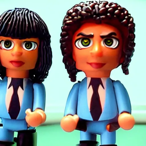 Image similar to dancing scene from pulp fiction recreated in robot chicken