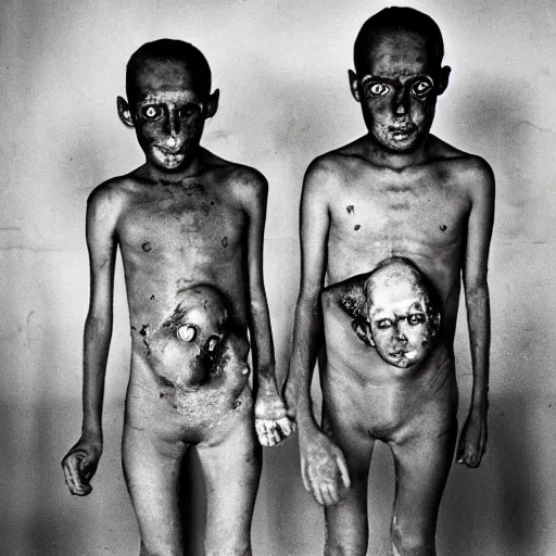 Prompt: twins photo by roger ballen
