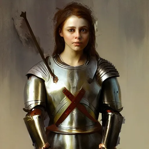 Image similar to Joan of Arc, portrait by Ruan Jia, beautiful, digital art