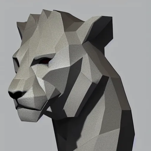 Prompt: a full body, low poly 2d render of a lion, sideview, ultr hd