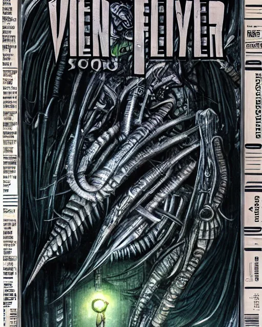 Image similar to videogame cover art, magazine by hr giger