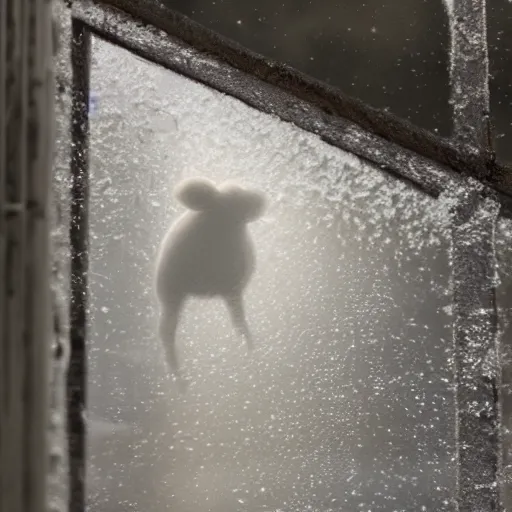 Image similar to a beautiful closeup photo of a flat frost on a window in the shape of a sheep, hyper realistic, hyper detailed, octane render, raytracing, flat image on a window