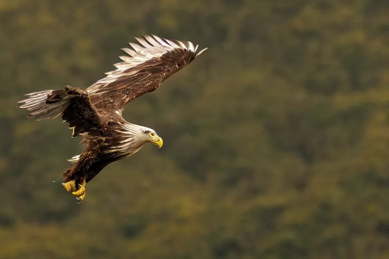 Image similar to a wideangle colorchrome supersharp photo of a white - tailed eagle, 3 0 0 mm lens, stormy sky