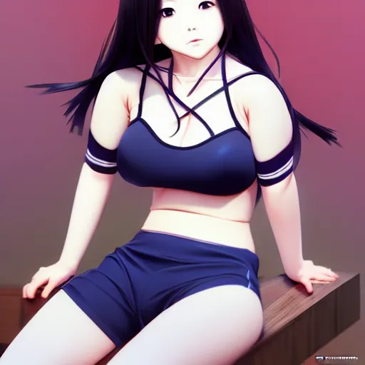 Image similar to a beautiful young japanese hitomi tanaka alluring gravure model in crop top, by ilya kuvshinov and artgerm, aesthetic, gorgeous, alluring, attractive, gapmoe yandere grimdark, trending on pixiv fanbox, painted by greg rutkowski makoto shinkai takashi takeuchi studio ghibli, akihiko yoshida