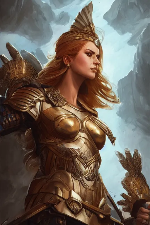 Image similar to amazon valkyrie athena, d & d, fantasy, portrait, highly detailed, headshot, digital painting, trending on artstation, concept art, sharp focus, illustration, art by artgerm and greg rutkowski and magali villeneuve