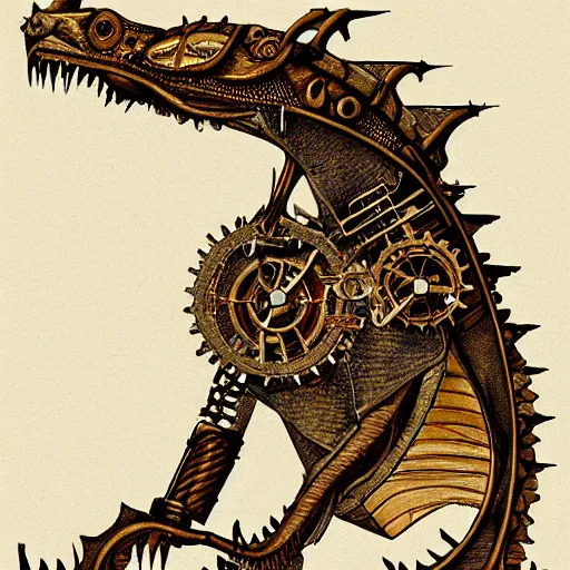 Prompt: An engineering drawing of a Steampunk smaug