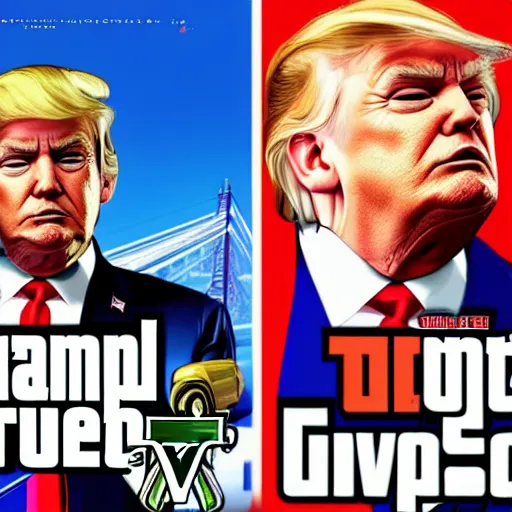 Prompt: donald trump, gta v, cover art by stephen bliss, boxart, loading screen, artstation, digital art