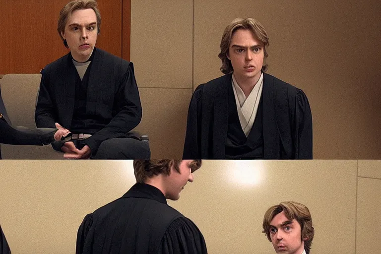 Image similar to anakin skywalker talking to jimmy mcgill in court, us court, 1 0 8 0 p, court session images, realistic faces