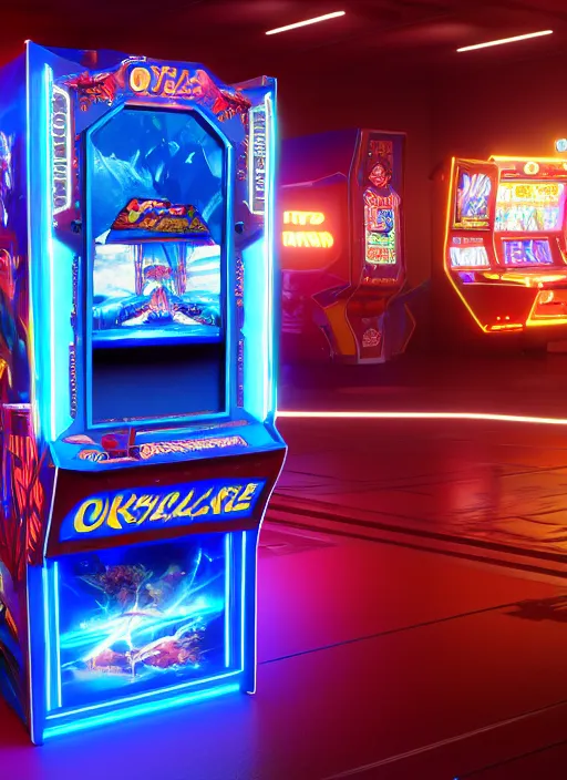 Image similar to photo of a 4 th dimensional arcade machine, octane render, unreal engine 5, award winning art, 4 k, 8 k