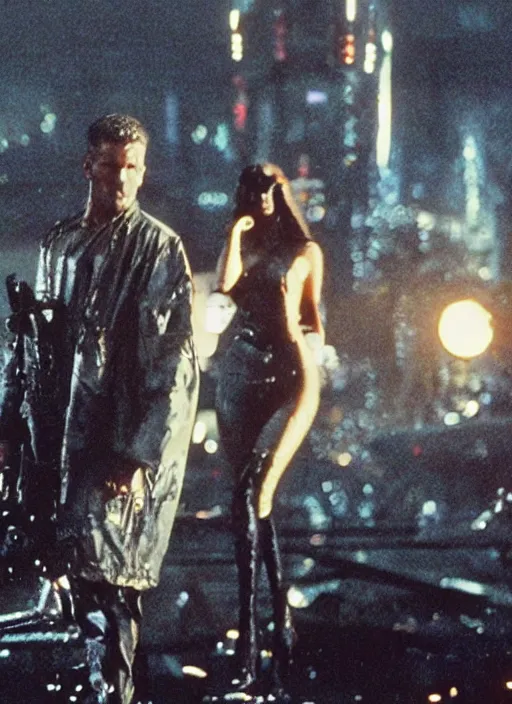 Image similar to a movie still of kim kardashian as rick deckard in blade runner