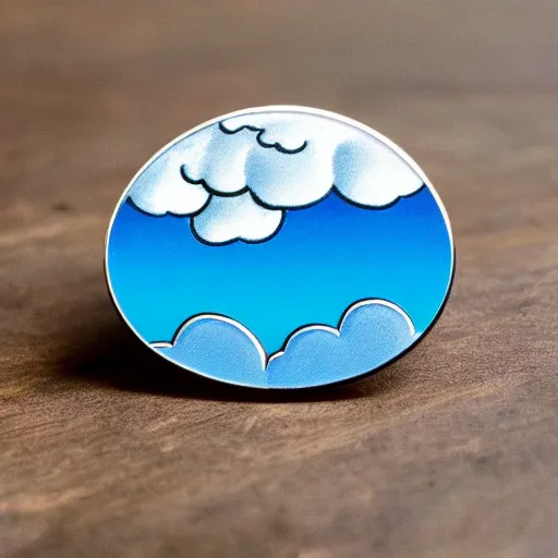 Image similar to clouds enamel pin, style of alumandink