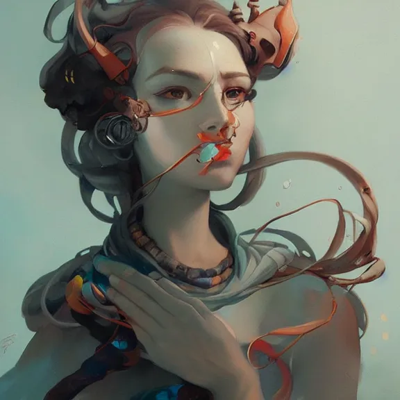 Image similar to a highly detailed portrait in the style of peter mohrbacher and in the style of james jean.